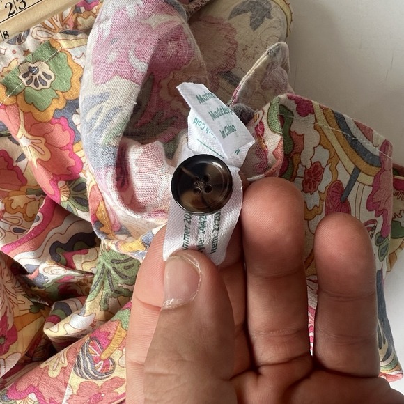 Marine Layer Camila Button Front Ruffle Sleeve Romper Shorts Women's Small Hemp - Picture 11 of 16